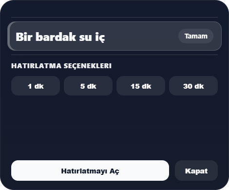 Windows hatırlatma kartı. Gerçek Enterla arayüzü; örnek veriler.